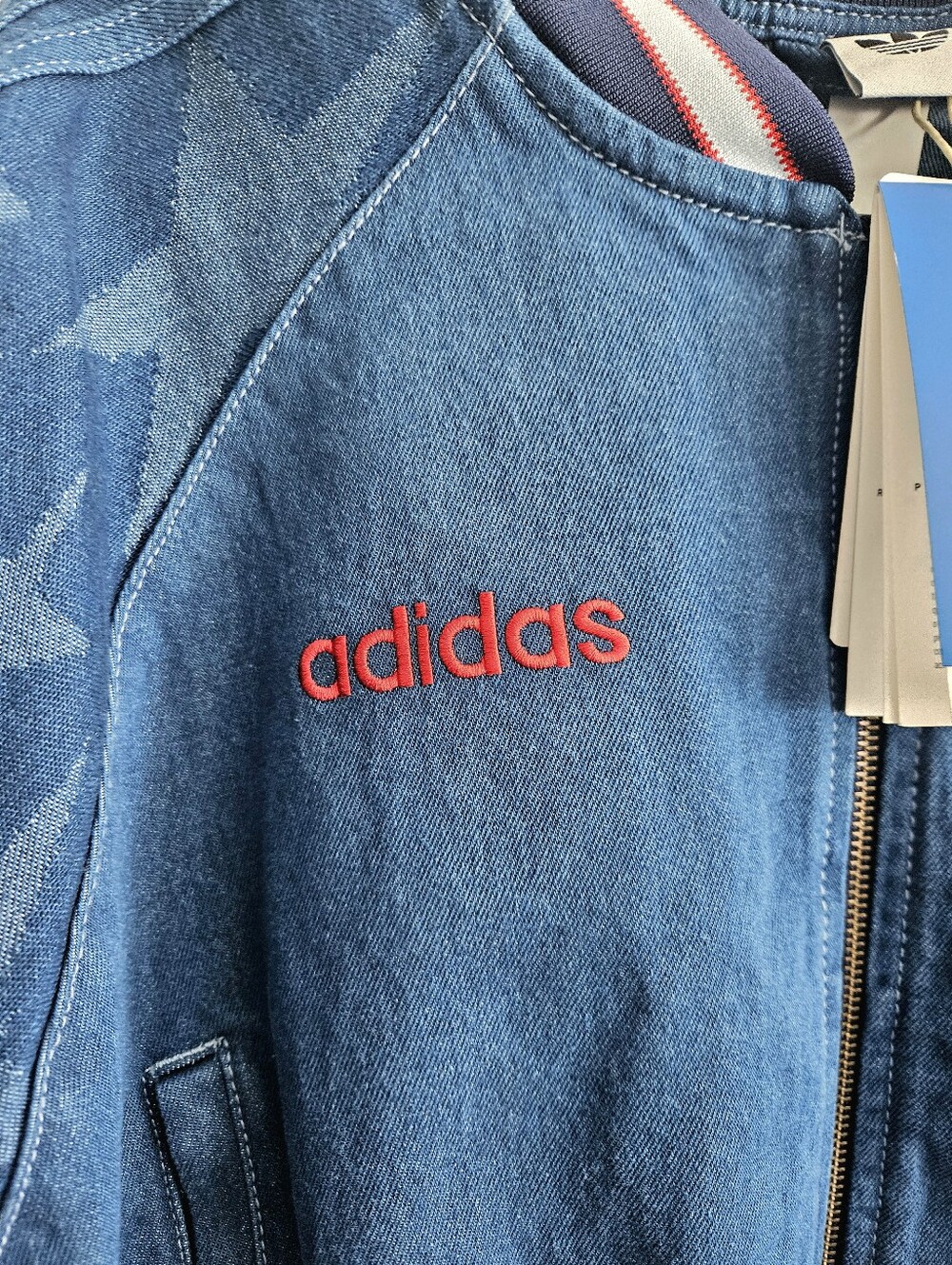 NWT Adidas Originals SST Graphic Denim Varsity Bomber Jacket - Picture 6 of 8